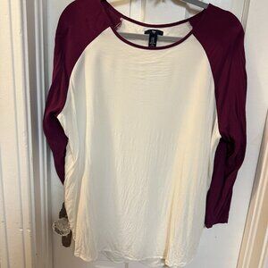 Gap Raglan Women's Shirt with maroon 3/4 Arms-XL